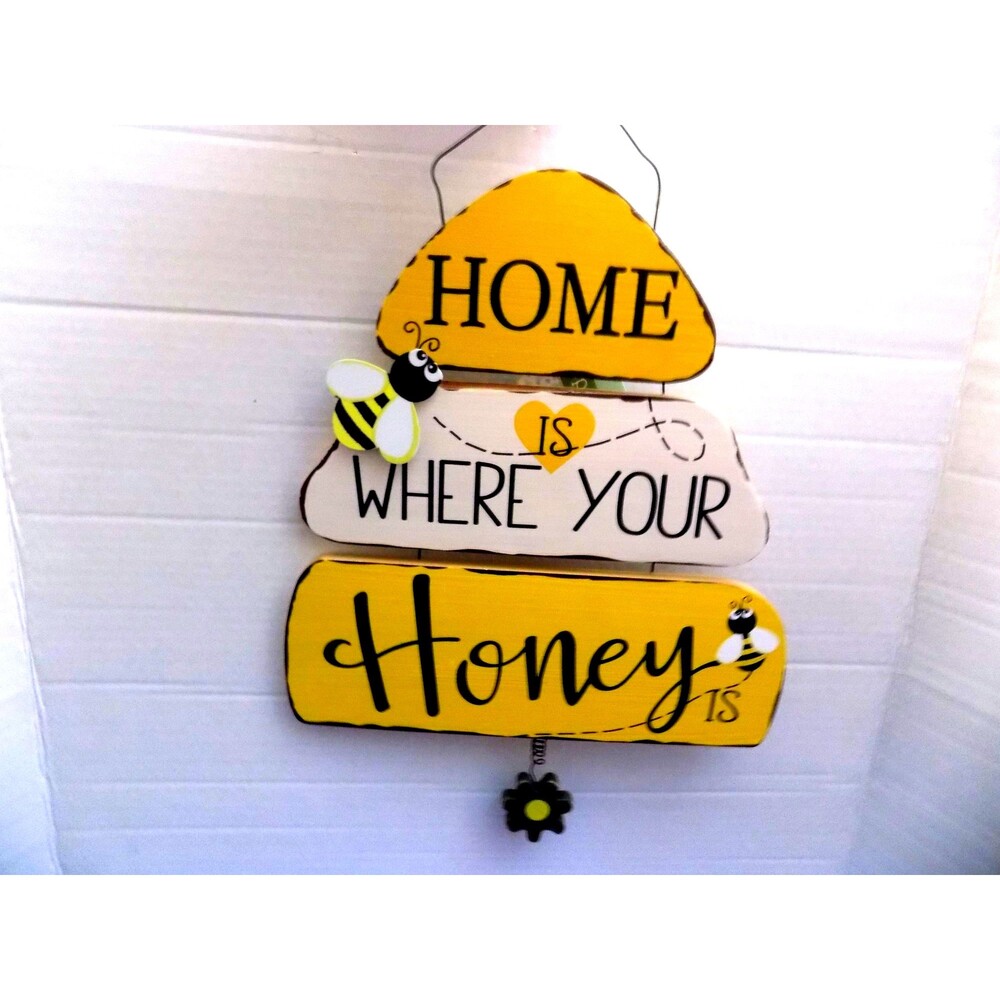 NEW Wood Bee Honey Comb Wall Art Home Home Is Were Your Honey Is
